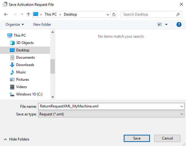 Save Activation Request File