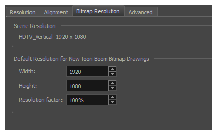 Bitmap Resolution Tab