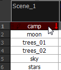Selecting an element in the Xsheet view