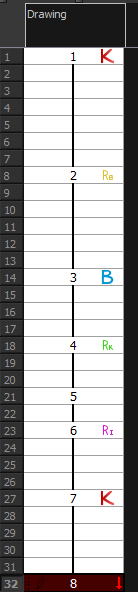 Marked drawings in the Xsheet view
