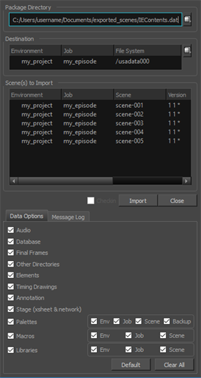 Harmony 20 Control Center Documentation: Importing Scenes to Control Center