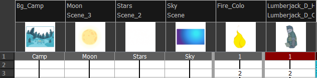 Harmony 20 Premium Documentation: Displaying Xsheet Thumbnails
