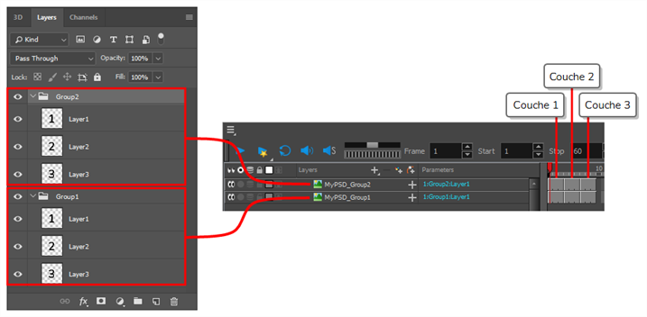 Harmony 21 Essentials Documentation: About Importing a Multi-Layer PSD
