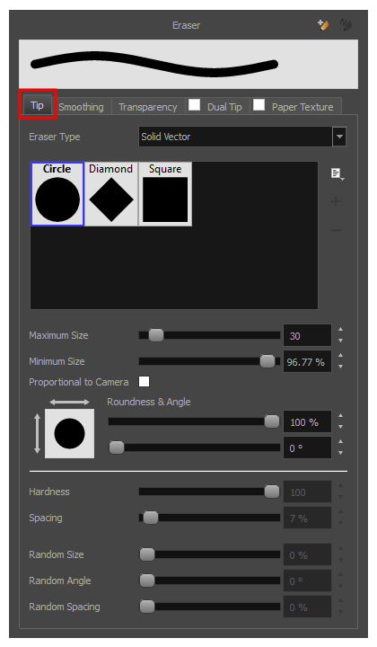 Harmony 22 Advanced Documentation: Eraser Tool Properties