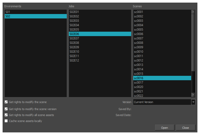 Harmony 22 Advanced Documentation: Database Selector Dialog Box