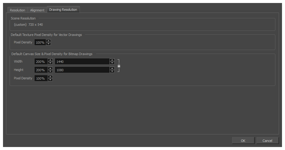 Harmony 22 Advanced Documentation: Scene Settings Dialog Box