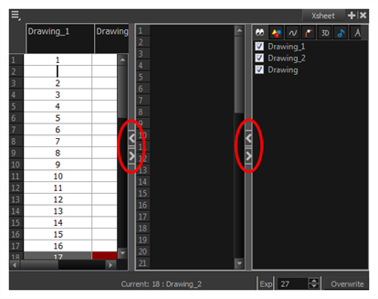 Xsheet View Column List Section