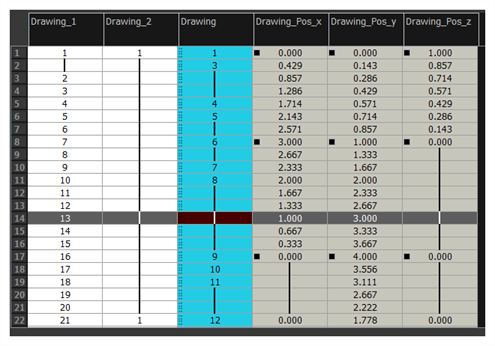 Xsheet View - Functions in the main section