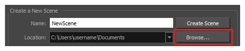 Browse for scene location
