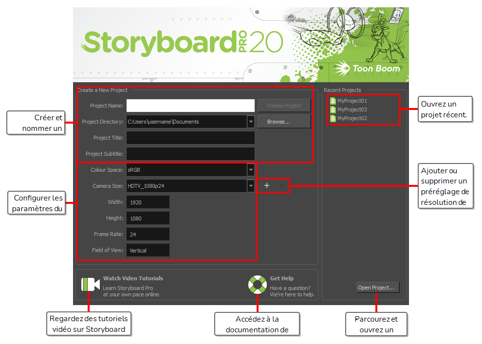 Welcome Pro Storyboard Pro 20 Online Help: Welcome Screen