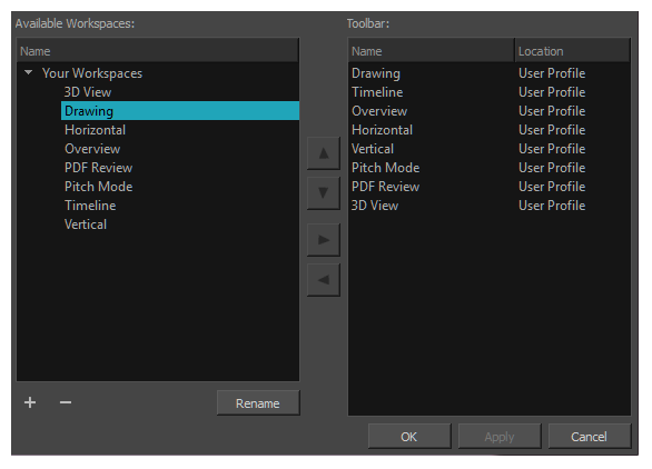 Storyboard Pro 22 Online Help: Creating a Workspace