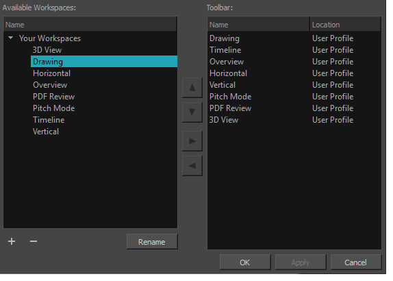 Storyboard Pro 24 Online Help: Creating a Workspace