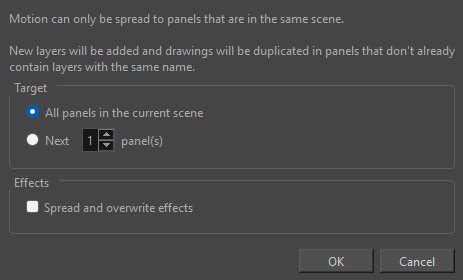 Storyboard Pro 25 Online Help: Spreading the Layer Motion