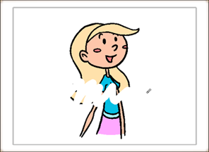 Flip Boom Cartoon Eraser Tool Example - Little Blond Girl Getting Erased