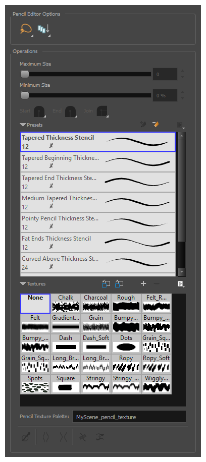 Pencil Editor Tool Properties View