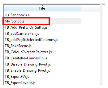 Script and File List in Script Editor Window