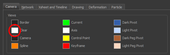 Camera tab, Clear colour swatch