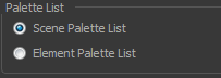Palette List radio buttons