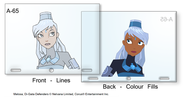 Example of Line Inking and Colour Painting on Cel using a character from the production Di-Gata
