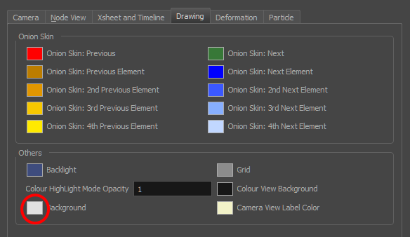 Drawing tab, Background colour swatch