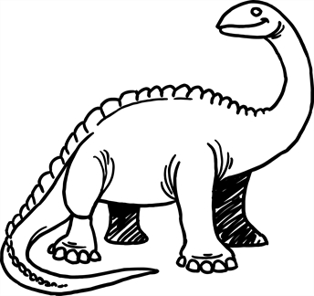Blakc and white drawing of Gertie the Dinosaur