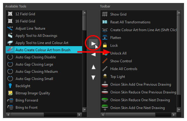 How to add a button to a toolbar in Toon Boom Harmony