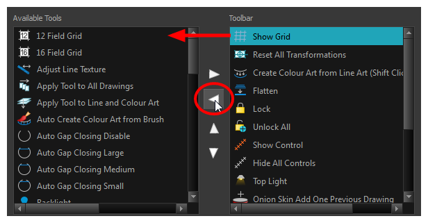 How to Remove a Button from a Toolbar in Toon Boom Harmony