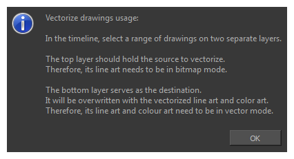Vectorize Bitmap Drawing Warning Message