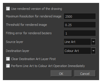 Configure Line Art to Colour Art