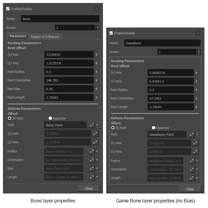 Bone and Articulation Modules Layer Properties View