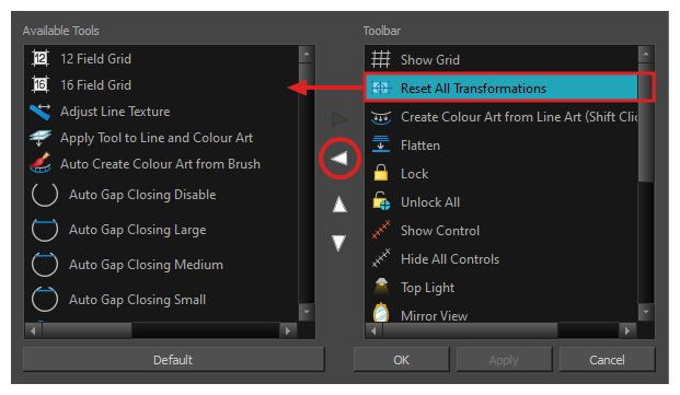 How to Remove a Button from a Toolbar in Toon Boom Harmony