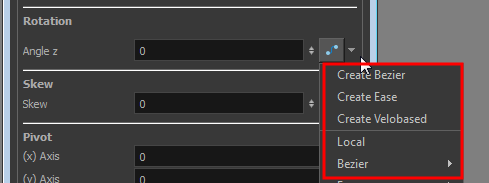 Function Curve Drop-down Menu