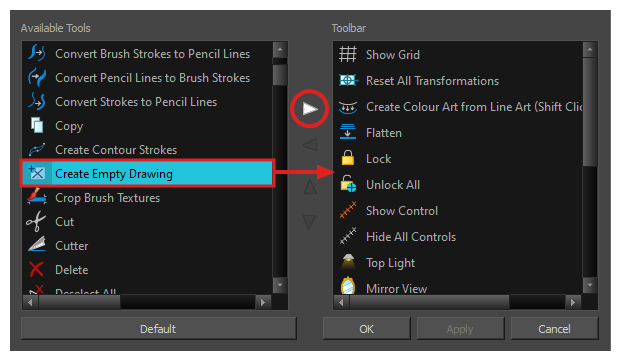 How to add a button to a toolbar in Toon Boom Harmony