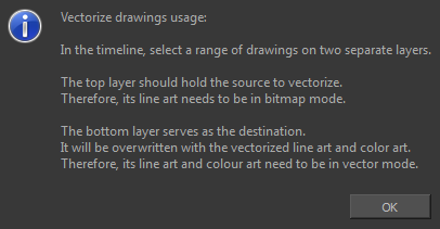 Vectorize Bitmap Drawing Warning Message