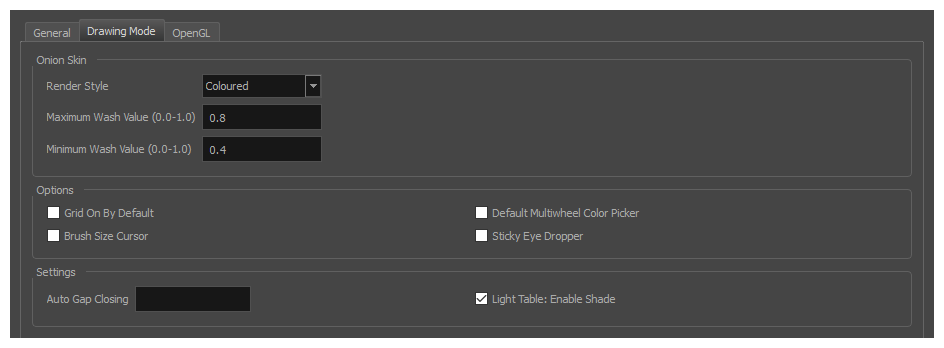 Harmony 22 Paint Documentation: Drawing Mode Preferences