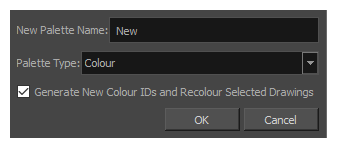 Harmony 22 Paint Documentation: Create Palette from Selection Dialog Box