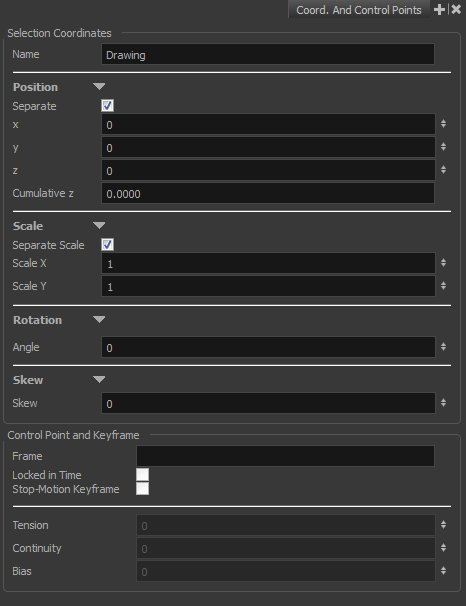 Coordinates and Control Points View
