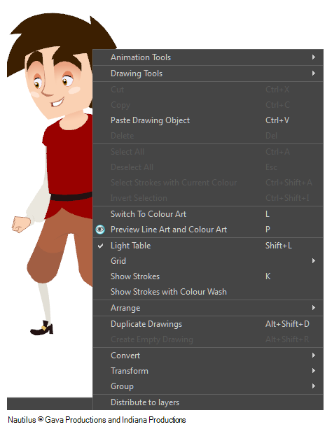 Toon Boom Harmony Quick Access Menu