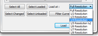 Full Resolution drop-down menu