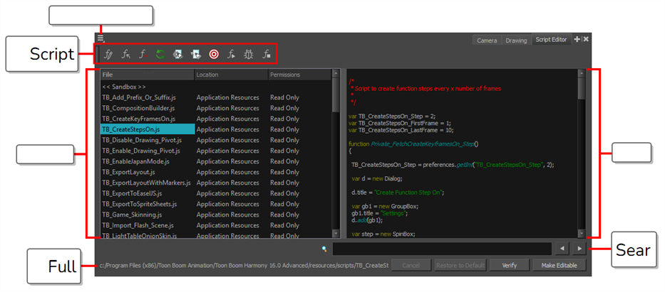 Harmony 25 Advanced Documentation: Script Editor View