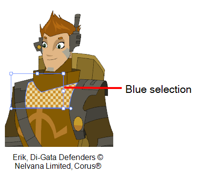 Selection frame surrounds texture to edit