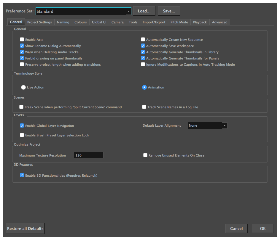 shortcut storyboard pro