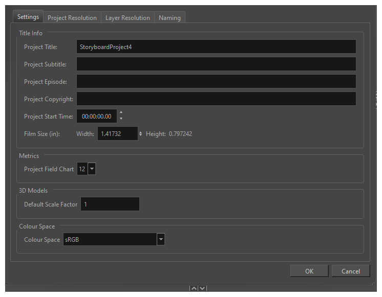 Storyboard Pro 24 Online Help: About Project Properties