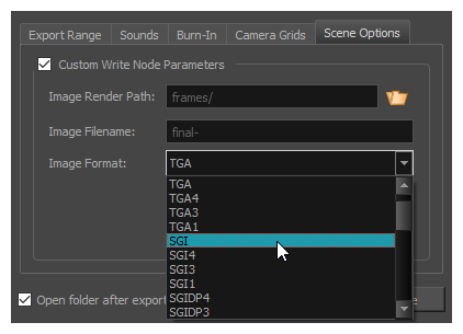 Storyboard Pro 7オンラインヘルプ Write Node Image Formats For Harmony